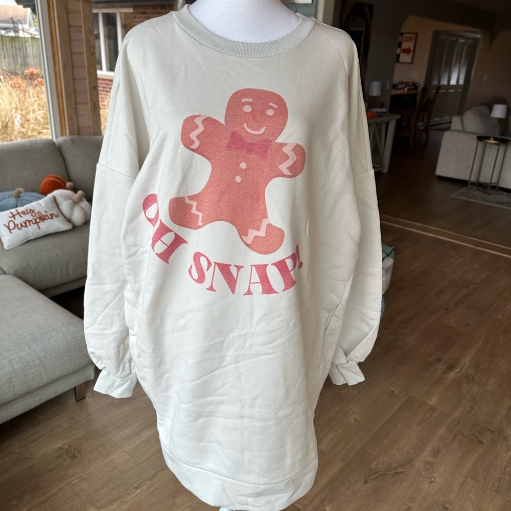 Judith March Cream and Pink Gingerbread Sweater